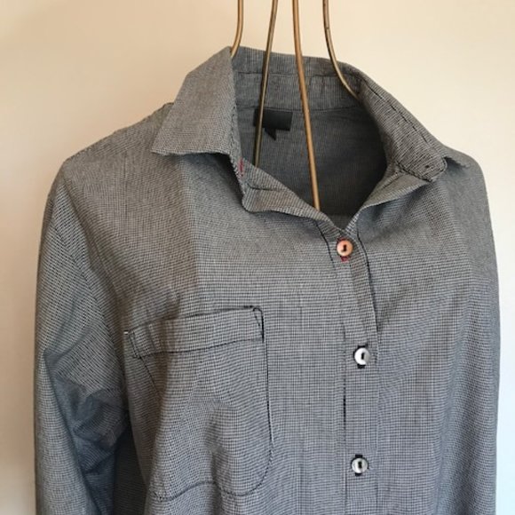 Black and white check cotton tunic shirt - Picture 9 of 13